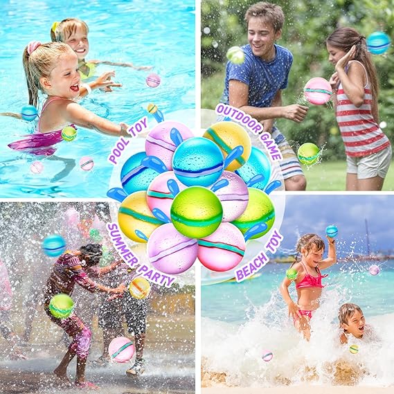 【12 Pack】Magnetic Reusable Water Balloons Fast Refillable for Kids Outdoor Activities, latex-free Kids Pool Beach Bath Toys, Self-Sealing Water Bomb Quick Fill for Summer Games (12) nirvanaguru