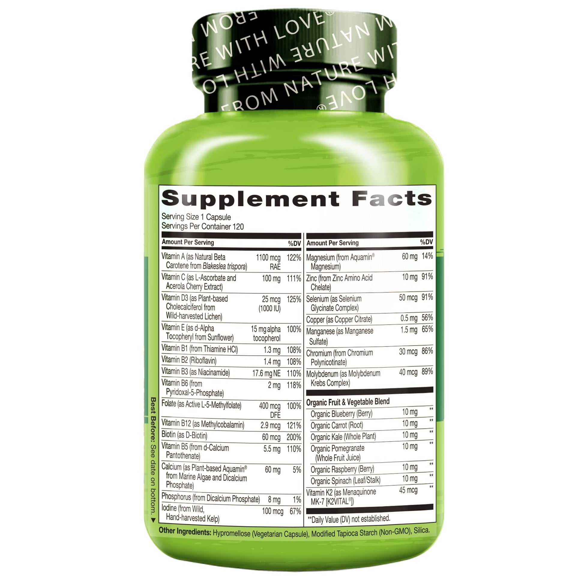 NATURELO Mens Multivitamins for Men 50+ - One Daily Multivitamin for Men with Vitamins, Minerals & Organic Whole Foods, Boost Energy & Health, Non-GMO, 60 Vegetarian Capsules - Nirvana Guru