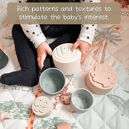 Moonkie Stacking Cups Toy, Fun Educational Baby Toys Silicone Soft Teething Toy, Age 6+ Months, 7 Piece Set nirvanaguru