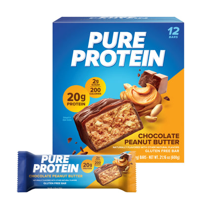 Pure Protein Bars, High Protein, Nutritious Snacks to Support Energy, Low Sugar, Gluten Free, Chocolate Deluxe, 1.76 oz., 12 Count(Pack of 1) (Packaging may vary)