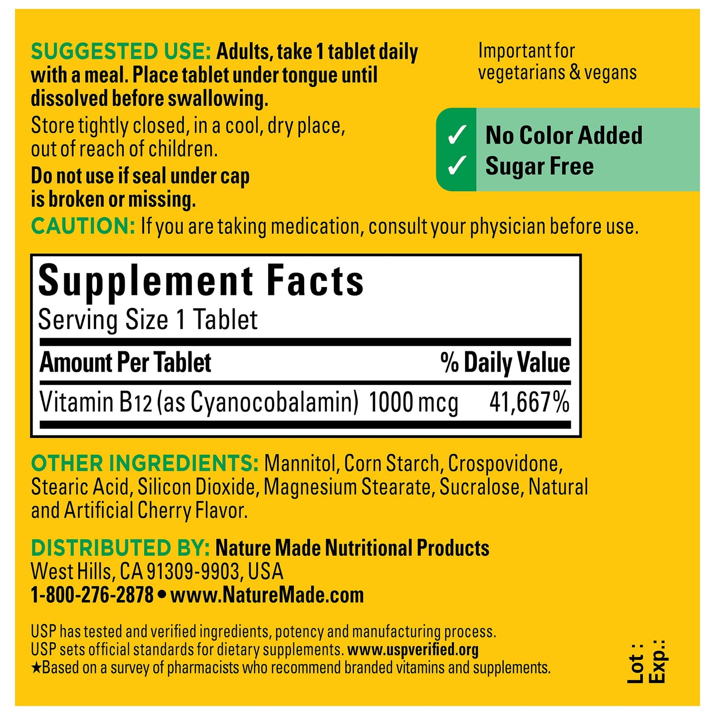 Nature Made Vitamin B12 1000 mcg, Easy to Take Sublingual B12 for Energy Metabolism Support, 150 Sugar Free Fast Dissolve Tablets, 150 Day Supply - Nirvana Guru