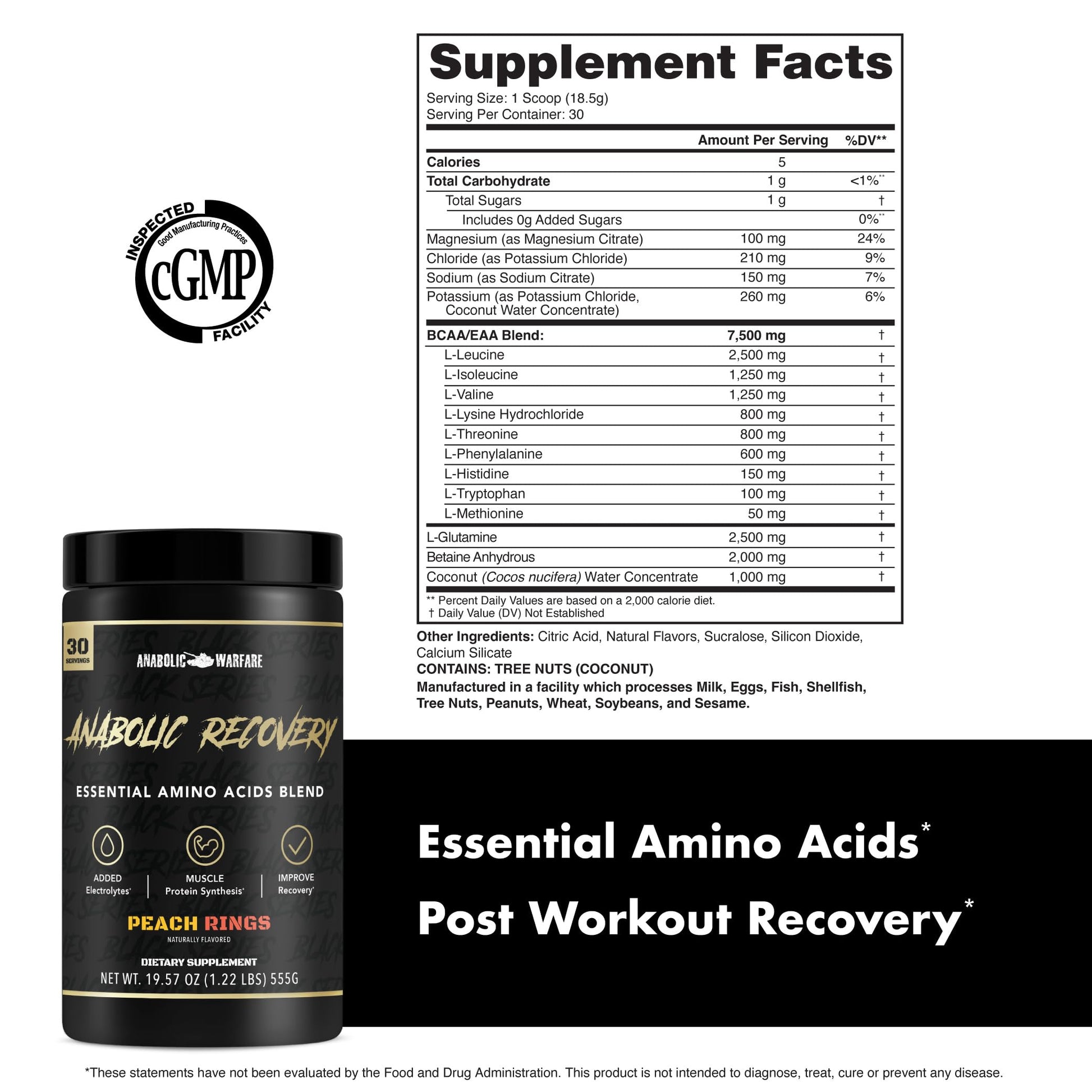 Anabolic Warfare Anabolic Recovery Essential Amino Acid Blend - Post-Workout Recovery & Premium Hydration to Build Muscle (Tropical Tornado, 30 Servings) Nirvana Guru