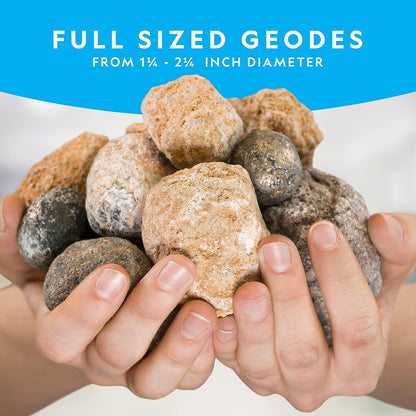 National Geographic Break Open 10 Premium Geodes – Includes Goggles & 2 Display Stands - Great STEM Science Kit, Geology Gift for Kids, Break Your Own Geodes with Crystals Nirvana Guru