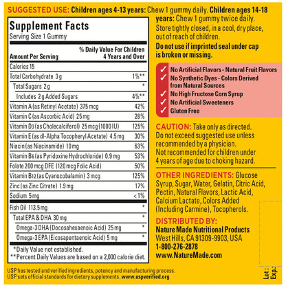 Nature Made Multivitamin + Omega-3, Dietary Supplement for Daily Nutritional Support, 140 Gummy Vitamins and Minerals, 70 Day Supply (Pack of 1) - Nirvana Guru