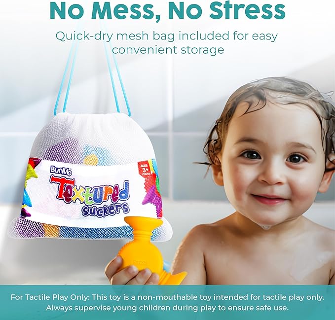 BUNMO Bath Toys Suction - Connect, Build, Create - Toddler Bath Toys - Hours of Fun & Creativity - Fine Motor Skills - Stimulating Sensory Toys - Non-Mouthable Toy 3+ - Textured 10 Pack nirvanaguru