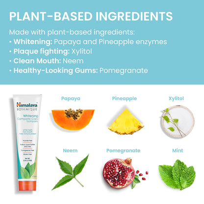 Himalaya Botanique Whitening Complete Care Toothpaste, Teeth Whitening, Fights Plaque, Fluoride Free, No Artificial Flavors, SLS Free, Cruelty Free, Foaming, Simply Mint Flavor, 5.29 Oz, 2 Pack - Nirvana Guru