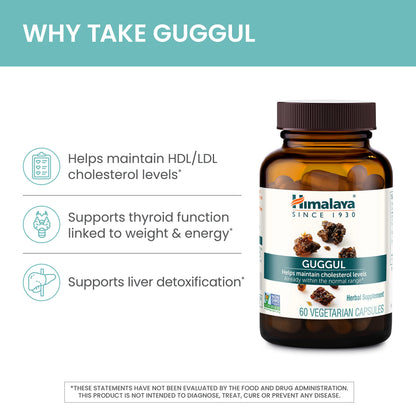 Himalaya Guggul Herbal Supplement, HDL & LDL Support, Liver Health, Liver Cleansing, Triglyceride Support, Bile Production, 720 mg, Non-GMO, Vegetarian, 60 Capsules, 1 Pack - Nirvana Guru
