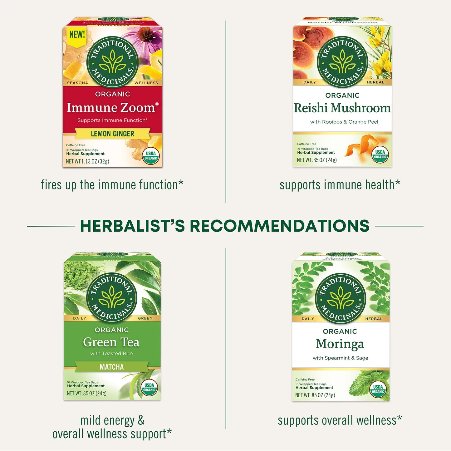 Traditional Medicinals Organic Red Clover, Caffeine Free, 16 Wrapped Tea Bags, 1.13 oz (32 g) - Nirvana Guru