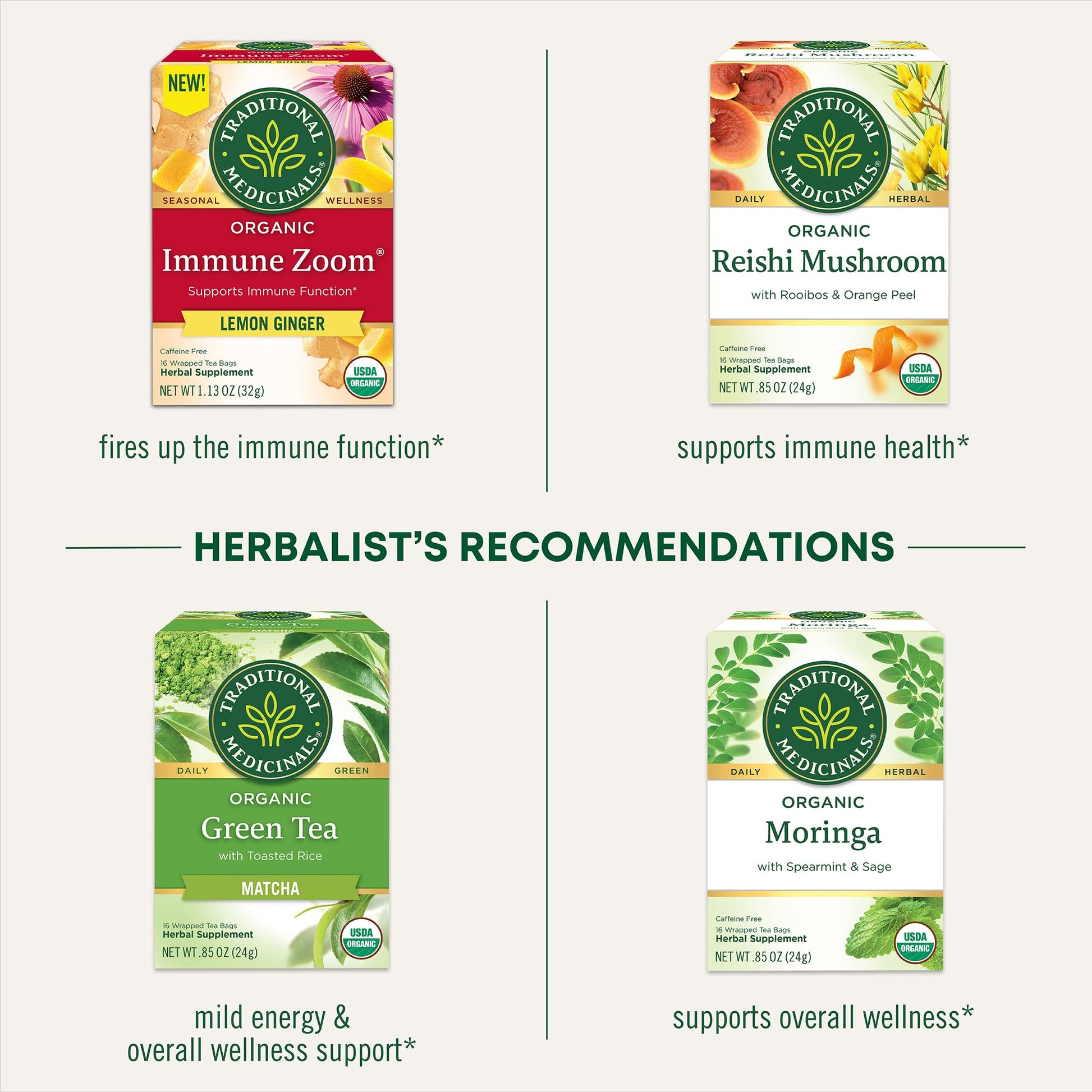 Traditional Medicinals Organic Red Clover, Caffeine Free, 16 Wrapped Tea Bags, 1.13 oz (32 g) - Nirvana Guru