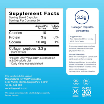Vital Proteins Collagen Peptides Capsules for Women, Collagen Supplement 360 Capsules - Nirvana Guru