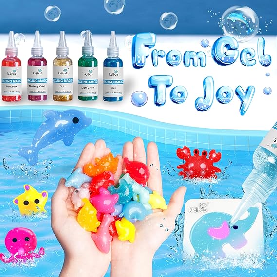 Kiditos Magic Water Elf Toy Kit–Squishies for Kids, 10 Gels & 6 Molds, Magic Gel Water Pets Sensory Toy, Fun DIY Craft Kit, Party Favors, Birthday & Christmas Gifts for Kids Ages 3+ nirvanaguru