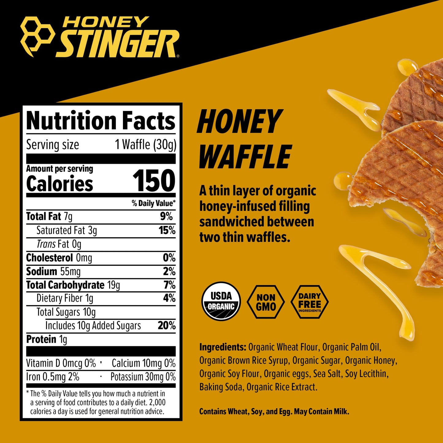 Honey Stinger Organic Honey Waffle Energy Stroopwafel for Exercise, Endurance and Performance Sports Nutrition for Home & Gym, Pre and Post Workout Box of 16 Waffles, 16.96 Ounce (Pack of 16)