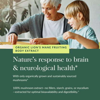 Gaia Herbs Lion’s Mane Mushroom - Brain & Nerve Health Support - 40 Vegan Capsules - Nirvana Guru