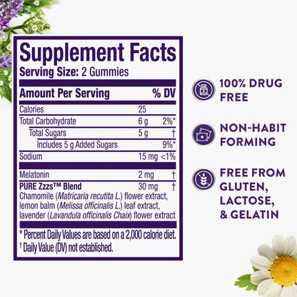 ZzzQuil PURE Zzzs Melatonin Gummies, Sleep Aid, Melatonin 2mg, with Chamomile & Lavender, Melatonin Sleep Gummies, Sleep Aids for Adults, Wildberry Vanilla Flavored, 72 Sleep Gummies Nirvana Guru