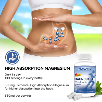 Magnesium Supplement Complex MGSPORT- High Absorption with Vitamins B6, D, E - Relieves Leg Cramps & Muscle Support - 60 Servings Nirvana Guru