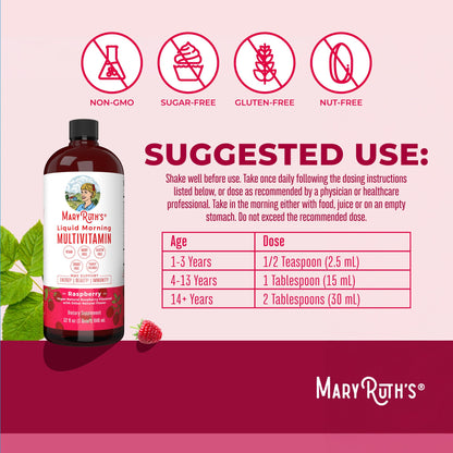 Multivitamin for Women, Men & Kids by MaryRuth's | Liquid Morning Multivitamin | Mens, Womens Vitamins | Vitamin A C D E B6 B12 Biotin Zinc | Beauty | Vegan | Non-GMO | Gluten Free | 15 Servings - Nirvana Guru