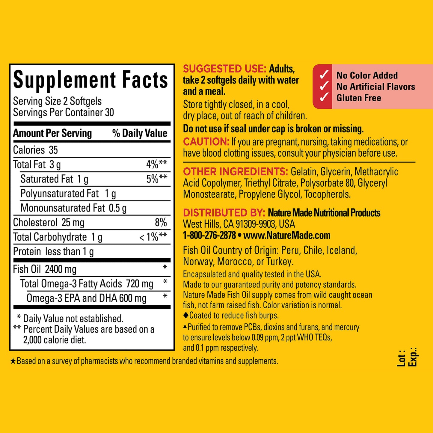 Nature Made Burp Less Fish Oil Omega 3 Supplements, 1200 mg Softgels, Omega 3 Fish Oil for Healthy Heart Support, 300 Softgels, 150 Day Supply - Nirvana Guru