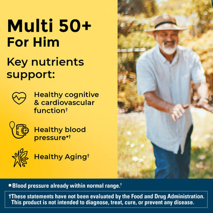 Nature Made Multivitamin For Him 50+, Mens Multivitamins for Daily Nutritional Support, Multivitamin for Men, 90 Tablets, 90 Day Supply - Nirvana Guru