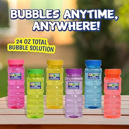 Sunny Days Entertainment 6 Pack Bubble Solution – 4oz Bubble Blower Bottles with 6-Hole Wand | Bottle of Bubble Solution for Kids | Birthday Party Favor Toy - Maxx Bubbles nirvanaguru