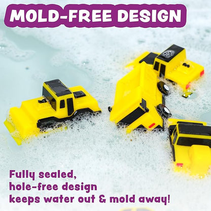 Tub Works® Construction™ Trucks Mold Free Bath Toys, 6 Pack | Sealed, No Hole Bath Toys Design Keeps Moisture Out | Soft, Squeezable & Float on Water | Baby & Toddler Bathtub Toys | Baby Pool Play nirvanaguru