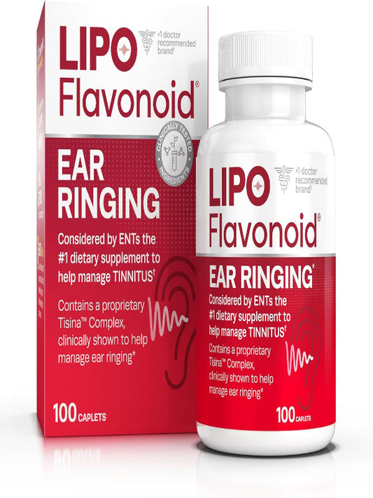 Lipo-Flavonoid Plus Tinnitus Relief - Doctor-Recommended for Ringing Ears - Clinically-Proven Lemon Bioflavonoid Complex with Vitamins C, B1, B2, B6, B12, & Calcium - 100 Caplets Nirvana Guru