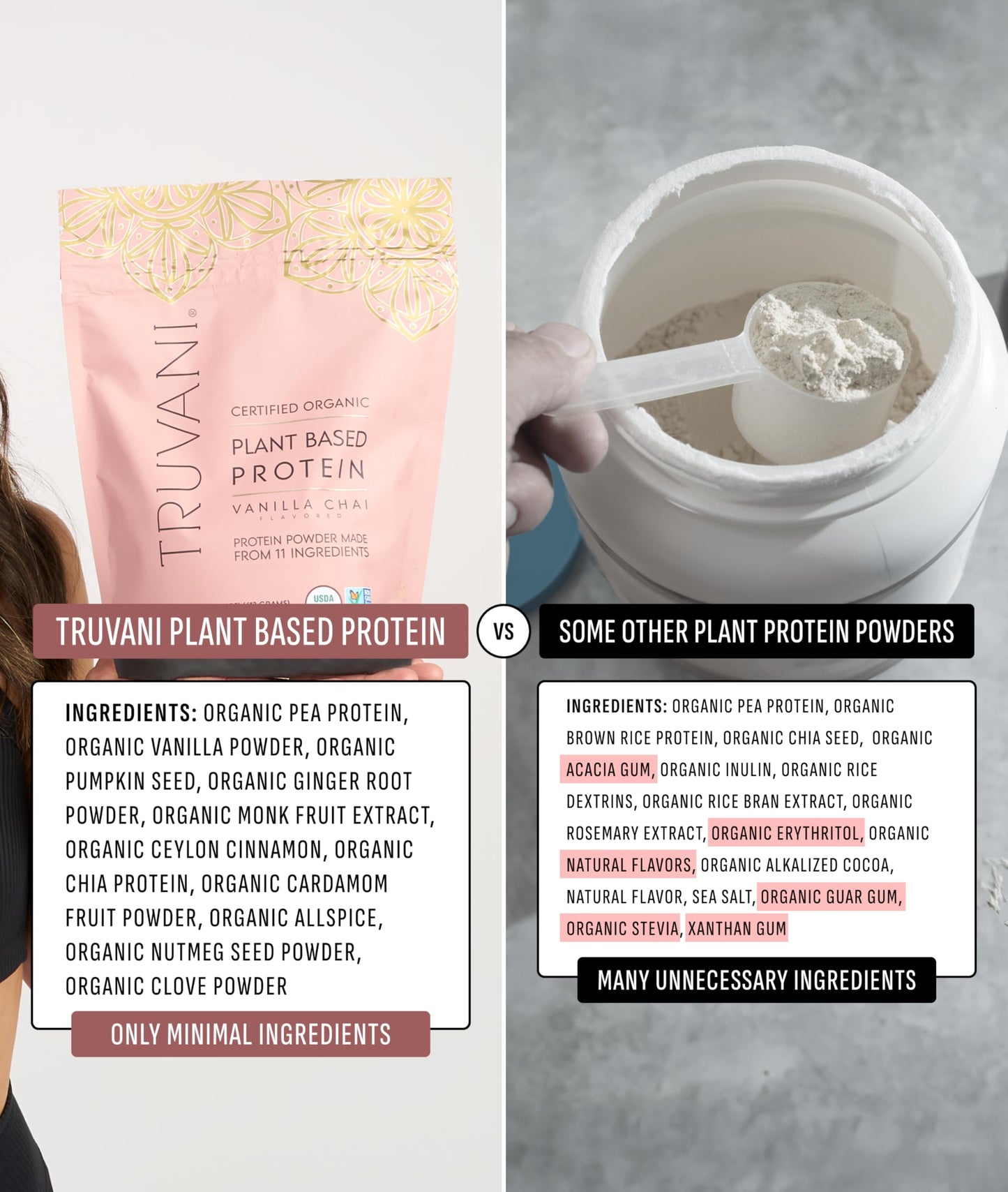 Truvani Vegan Protein Powder | Vanilla | 20g Organic Plant Based Protein | 18 Servings | Keto | Gluten & Dairy Free | Low Carb | No Added Sugar