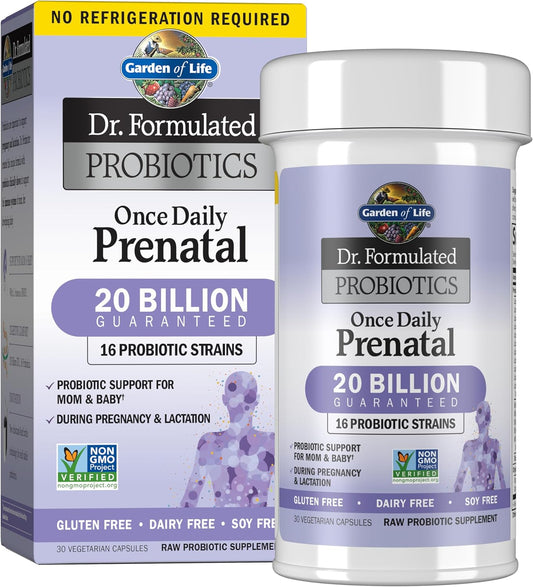 Garden of Life - Dr. Formulated Probiotics Once Daily Prenatal - Acidophilus and Bifidobacteria Probiotic Support for Mom and Baby - Gluten, Dairy, and Soy-Free - 30 Vegetarian Capsules - Nirvana Guru