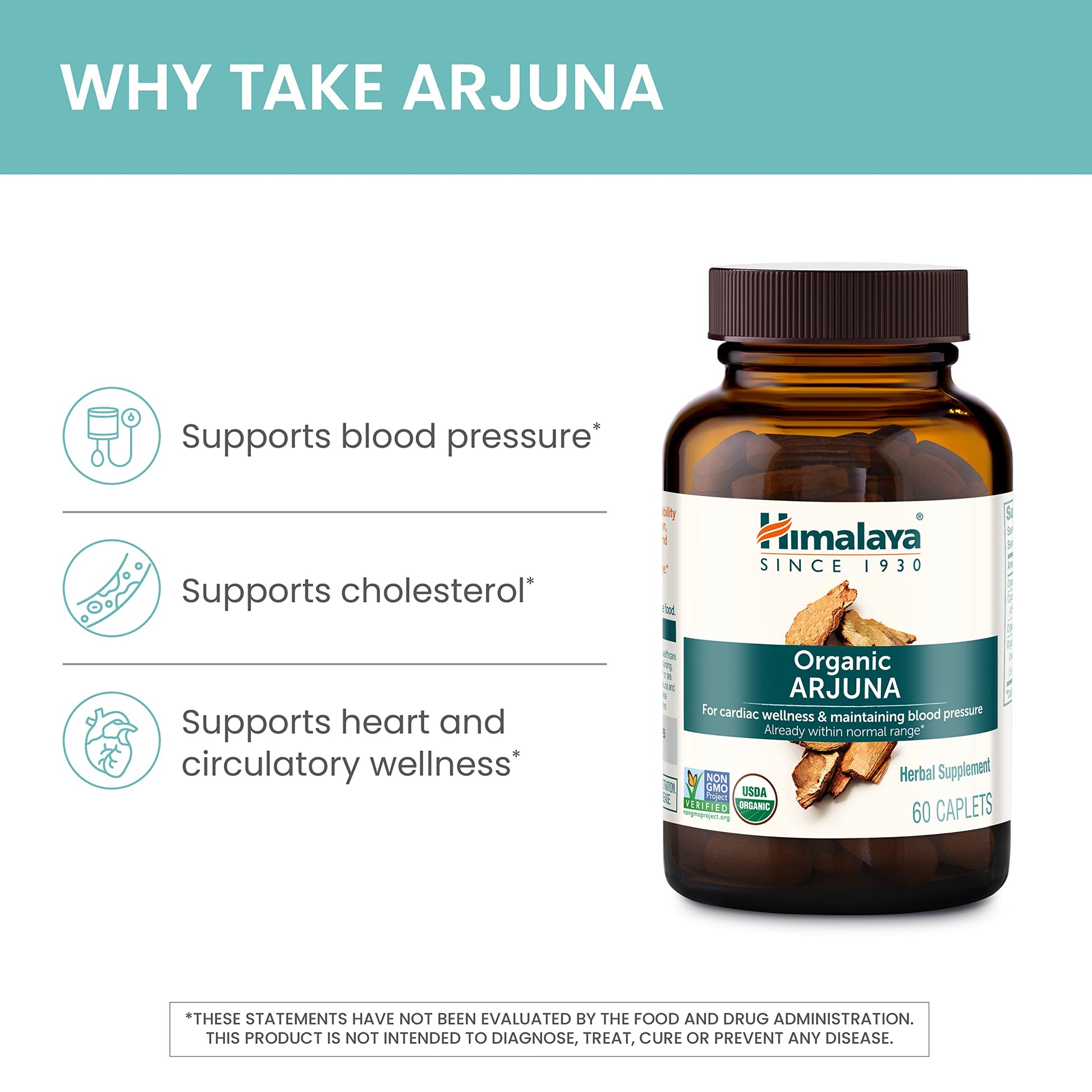Himalaya Organic Arjuna, Blood Pressure Supplement for Cardiovascular Wellness and Heart Health, 700mg, 60 Count (Pack of 2) - Nirvana Guru