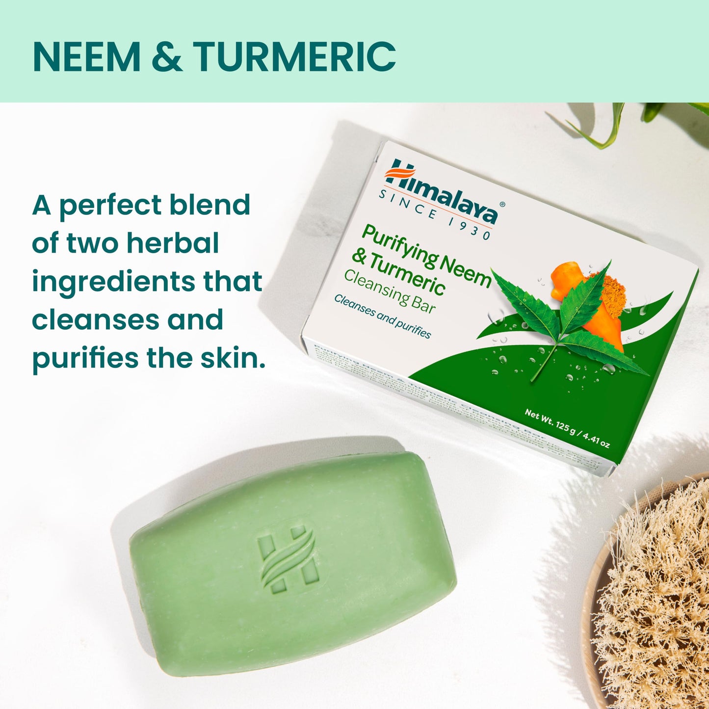 Himalaya Purifying Neem & Turmeric Cleansing Bar for Clean and Healthy Looking Skin, Free from Parabens, SLS and Phthalates, Gluten Free, Vegan, 125 g (4.41 oz), 6 Pack - Nirvana Guru