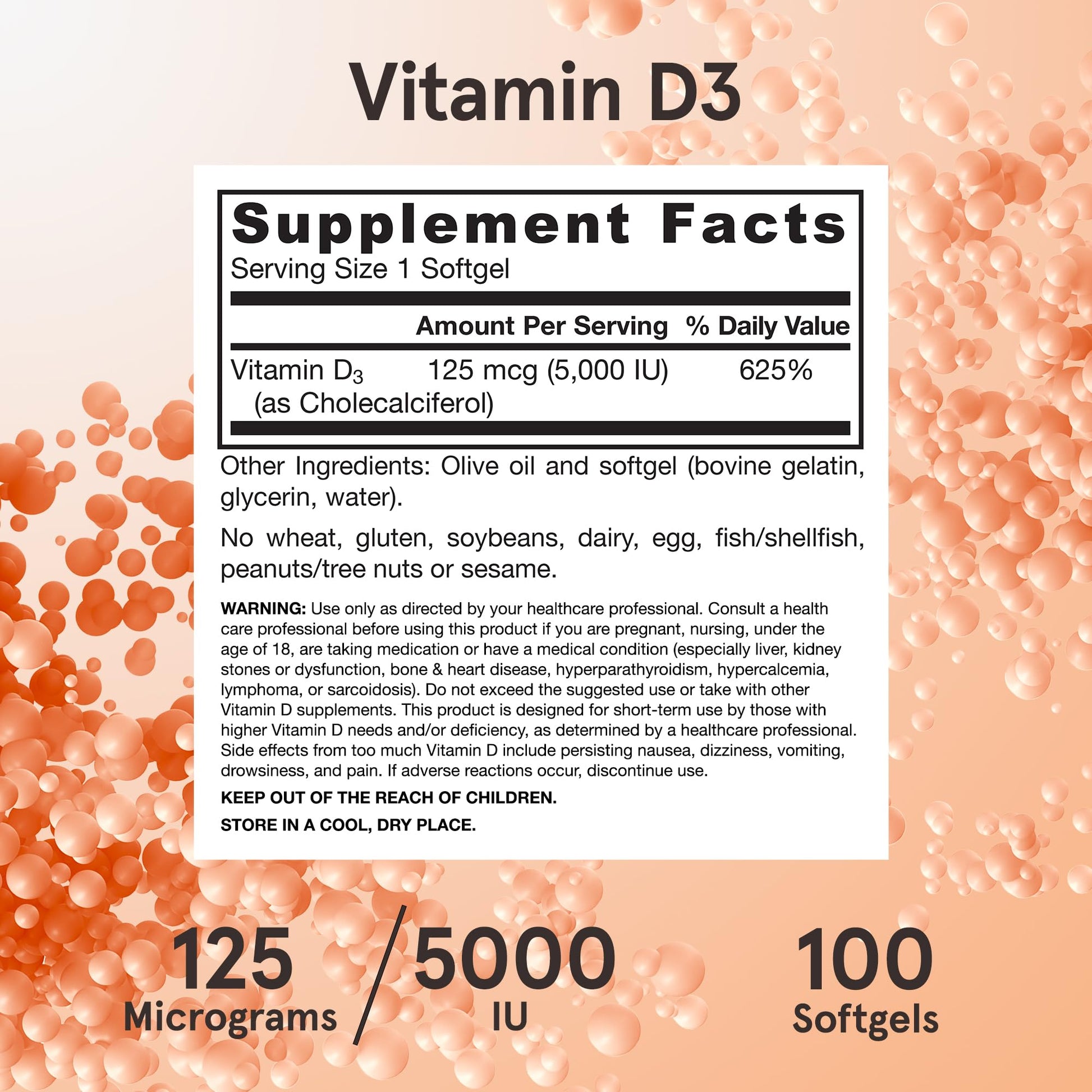 Jarrow Formulas Vitamin D3 125 mcg (5000 IU) - 100 Servings (Softgels) - Bone Health, Immune Support & Calcium Metabolism Support - Vitamin D Supplement - D3 Vitamins - 5000 IU Vitamin D - Gluten Free - Nirvana Guru