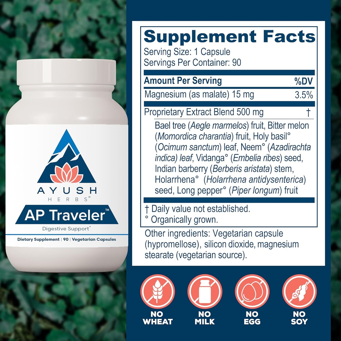 Ayush Herbs AP Traveler Digestive Support - Holy Basil & Neem Supplement for Women & Men, Source of Antioxidants, Helps Digestion, Made with Organic Ingredients - 90 Vegetarian Capsules (1 Count) Nirvana Guru