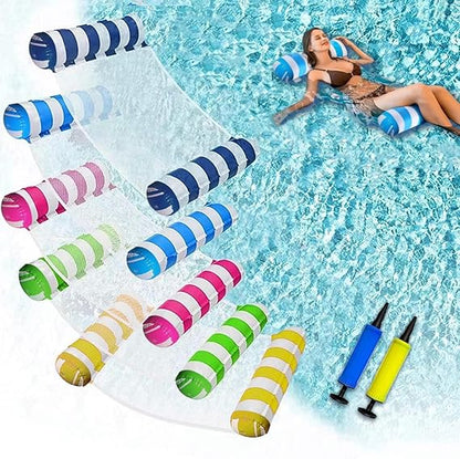 JUXIAO 5 Pack Upgrated XL Water Pool Floats, 4-in-1 (Hammock, Saddle, Lounge Chair, Drifter) Multi-Purpose Water Pool Float, Non-Stick PVC Material nirvanaguru