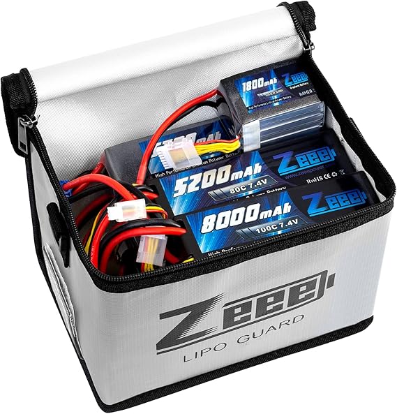 Zeee Fireproof Explosionproof Large Capacity Battery Storage Guard Pouch for Lipo Charge & Storage (8.46 x 6.5 x 5.71 in) nirvanaguru