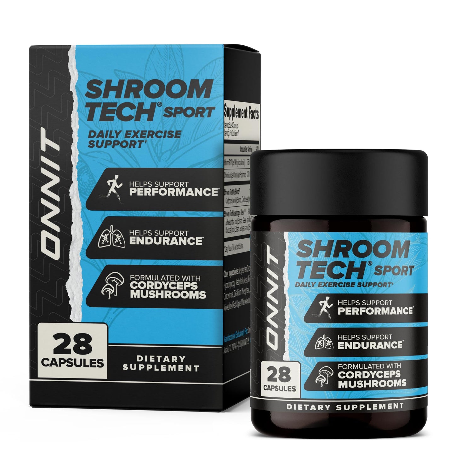 ONNIT Shroom Tech Sport Daily Exercise Support Capsules, Pre Workout Supplement with Cordyceps Mushrooms, Caffeine-Free Dietary Supplement for Daily Energy Support, 84 Count