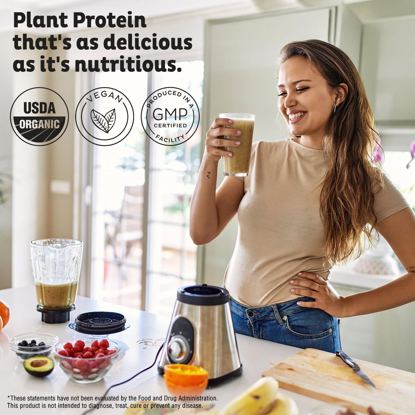 KOS Vegan Protein Powder Erythritol Free, Vanilla USDA Organic - Pea Protein Blend, Plant Based Superfood Rich in Vitamins & Minerals - Keto, Dairy Free - Meal Replacement for Women & Men, 28 Servings - Nirvana Guru