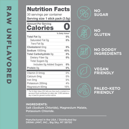 LMNT Zero Sugar Electrolytes - Watermelon Salt | Drink Mix | 30-Count