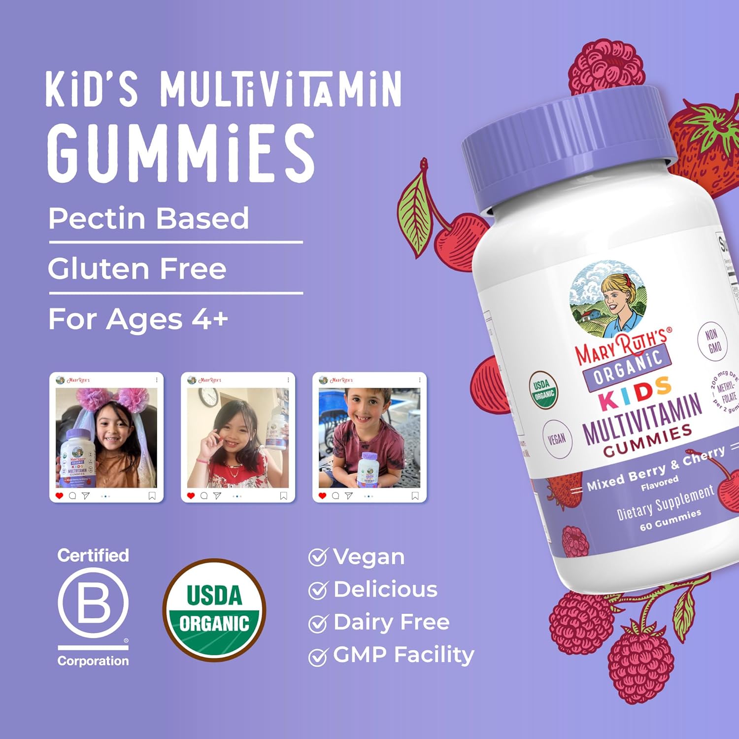 MaryRuth Organics Kids Vitamins | Multi | 1 Month Supply | Kids Multivitamin Gummies for Ages 4+ | Vegan | Only 2 Gummies a Day | 60 Count - Nirvana Guru