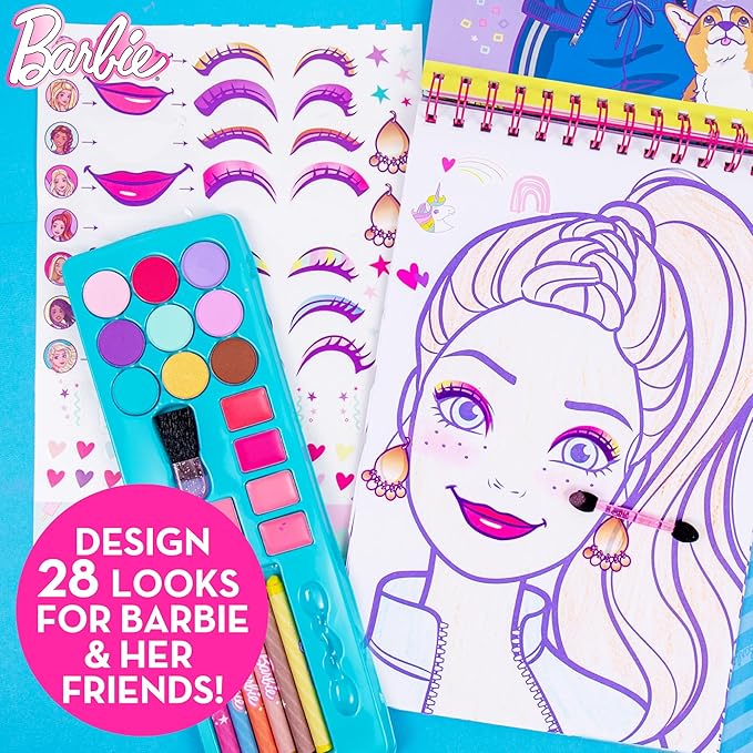 Horizon Group USA Barbie Magazine - Create Hair & Makeup Looks with 130+ Stencils, 180+ Stickers, Crayons & Pretend Makeup nirvanaguru
