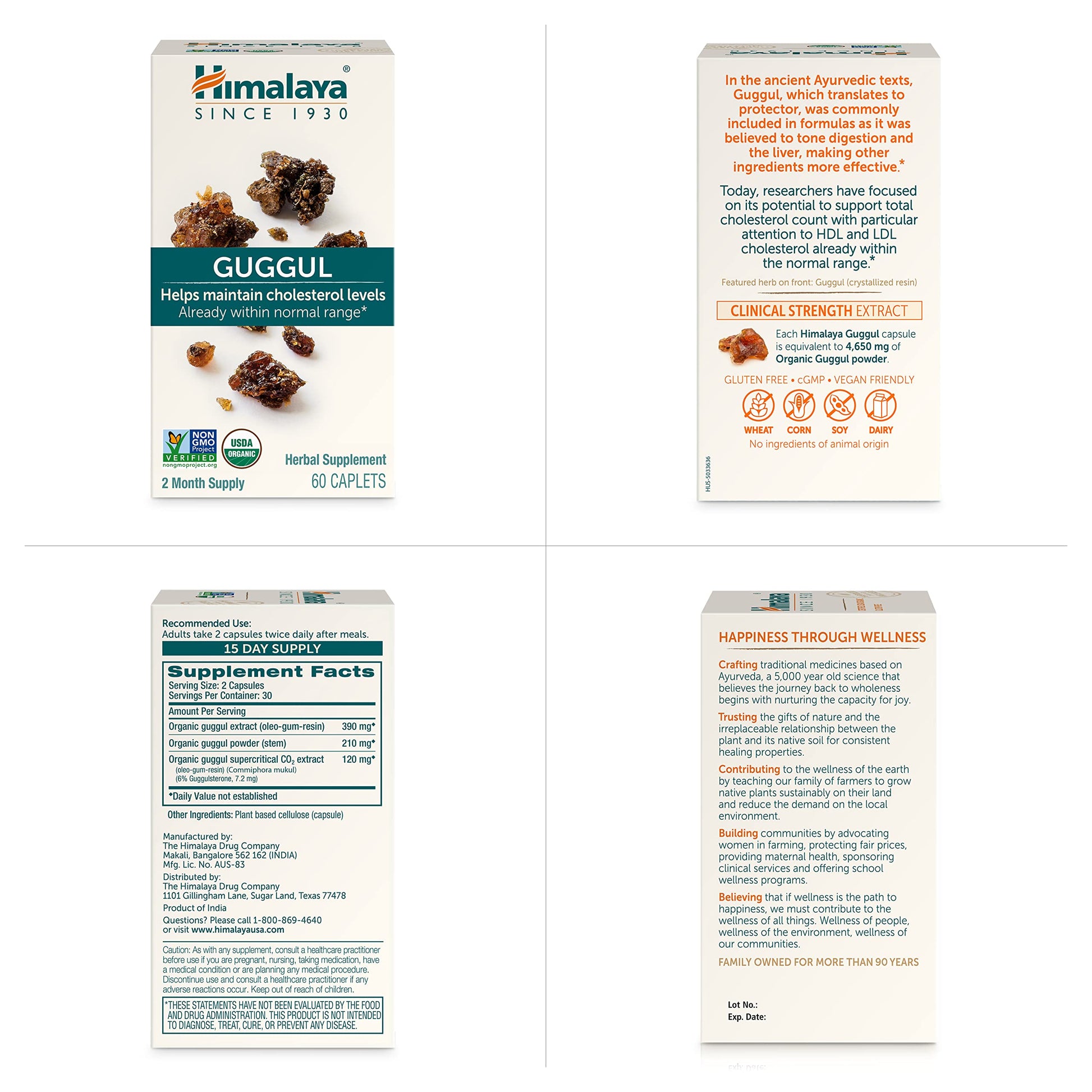 Himalaya Guggul Herbal Supplement, HDL & LDL Support, Liver Health, Liver Cleansing, Triglyceride Support, Bile Production, 720 mg, Non-GMO, Vegetarian, 60 Capsules, 1 Pack - Nirvana Guru