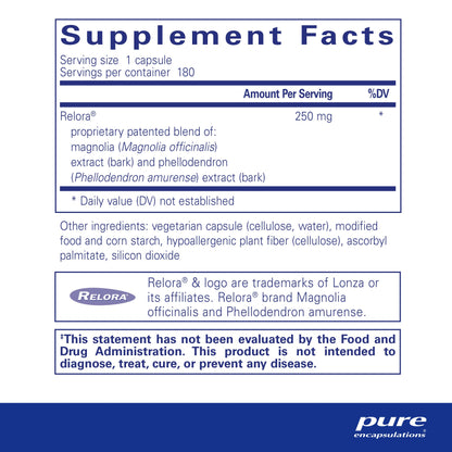 Pure Encapsulations Relora | Hypoallergenic Supplement Promotes Healthy Cortisol and DHEA Production and Moderates Occasional Stress | 60 Capsules - Nirvana Guru