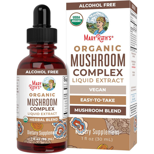MaryRuth Organics USDA Mushroom Complex | Herbal Liquid Drops | Supplement | Lion's Mane | Reishi Mushroom | Shiitake Mushrooms | Non-GMO | Vegan | Alcohol Free Tincture | 30 Servings - Nirvana Guru