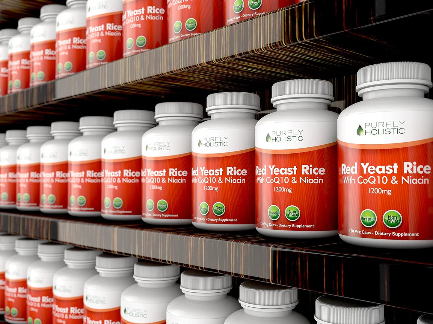 Red Yeast Rice 1200mg with CoQ10 Supplement & Flush Free Niacin 120 Extra Strength Vegetarian Capsules – Advanced Healthy Heart Formula - Non-Irradiated, Citrinin Free - Nirvana Guru