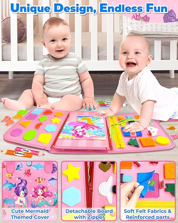 Gojmzo Busy Board Montessori Toys for Toddler Girl Birthday Gifts, Busy Book Sensory Toys for Toddlers, Learning Educational Toddler Travel Activities nirvanaguru