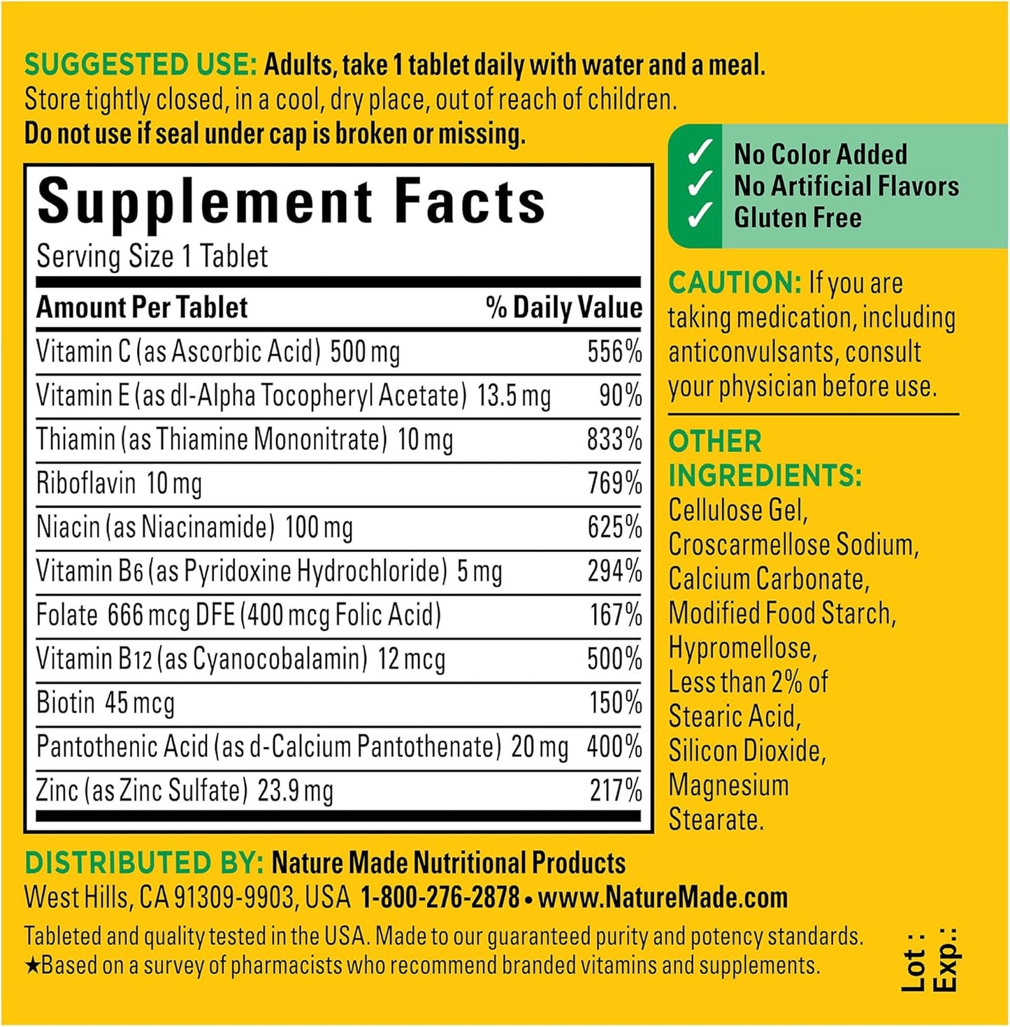 Nature Made Stress B Complex with Vitamin C and Zinc, Dietary Supplement for Immune Support, 75 Tablets, 75 Day Supply - Nirvana Guru