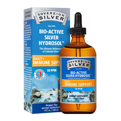 Sovereign Silver Immune Support - Colloidal Silver, Bio-Active Silver Hydrosol, 10 ppm, Liquid Dropper, 4 Fl Oz, (118 mL) Nirvana Guru
