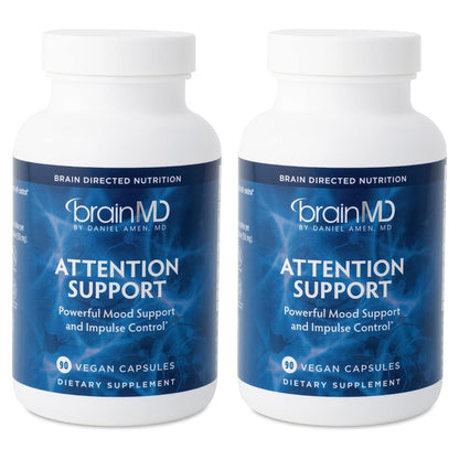 BRAINMD Dr Amen Attention Support - 90 Capsules, Pack of 2 - Promotes Mental Focus & Impulse Control - Gluten Free - 60 Total Servings Nirvana Guru