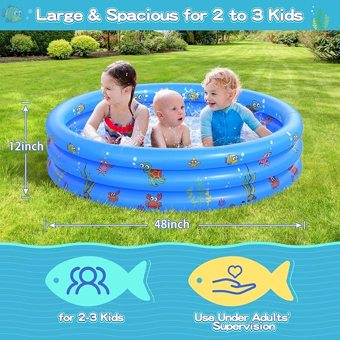 Garden Round Inflatable Baby Swimming Pool, Portable Inflatable Child/Children Little Pump Pool,Kiddie Paddling Pool Indoor&Outdoor Toddler Water Game Play Center for Kids/Girl/Boy nirvanaguru