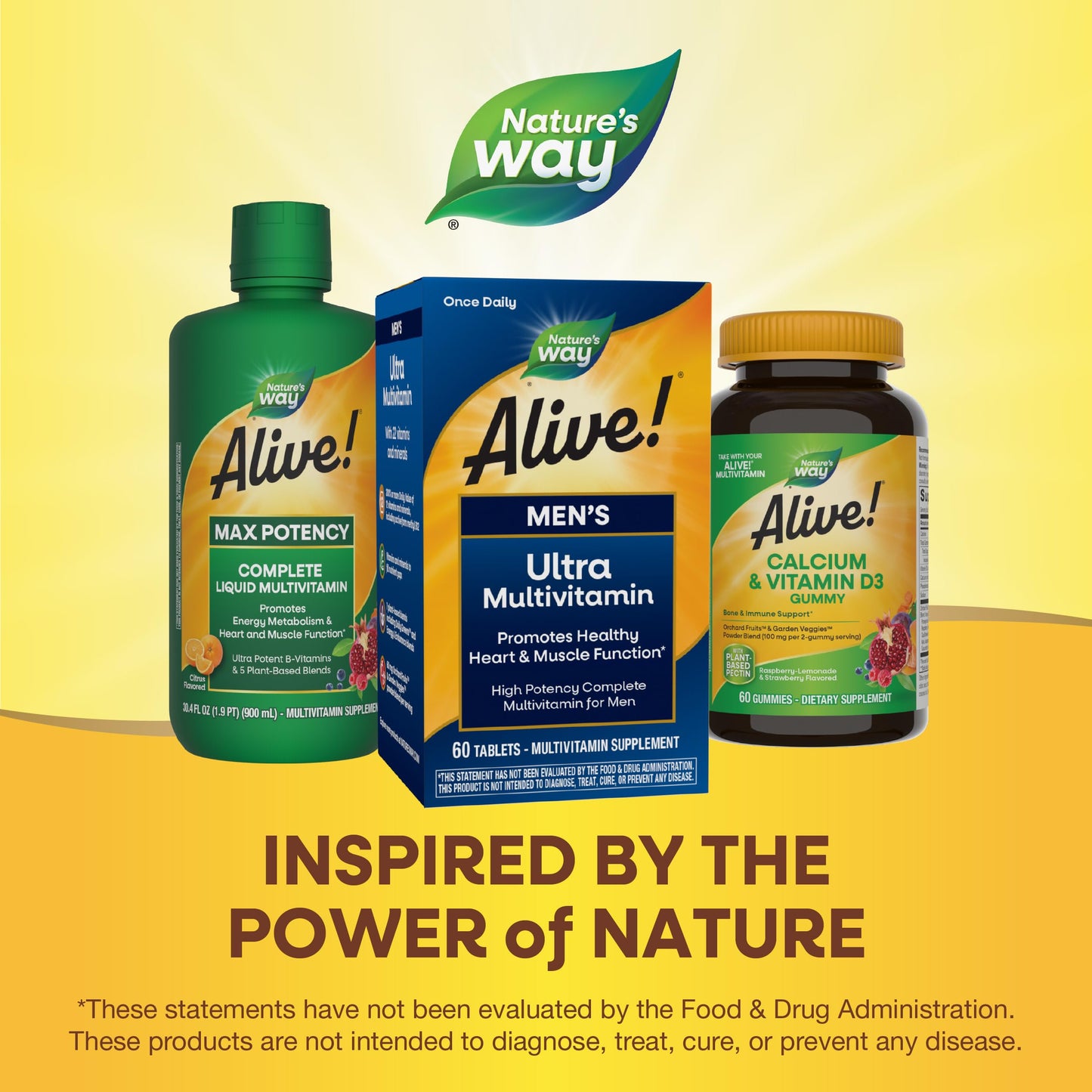 Nature's Way Alive! Men's Daily Ultra Multivitamin, High Potency Formula, Promotes Healthy Heart & Muscle Function*, with Methylated B12, Gluten Free, 60 Tablets - Nirvana Guru