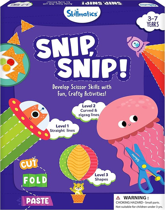 Skillmatics Scissor Skills Activity Book - Snip Snip, 25 Fun Cutting & Creative Activities for Preschoolers, 2 Child-Safe Scissors, Fine Motor Skills Craft Kit, Gifts for Kids Ages 3, 4, 5, 6, 7 nirvanaguru