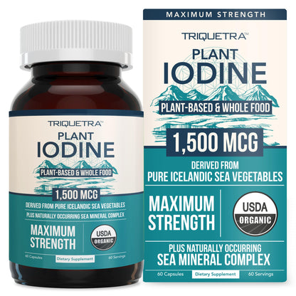 Organic Iodine Supplement from Sea Vegetable Complex, Whole Food & Raw Form - Iodine Plus Trace Mineral Complex – Contains Purest Icelandic Sea Kelp, Irish Moss & Bladderwrack (250 mcg) Nirvana Guru